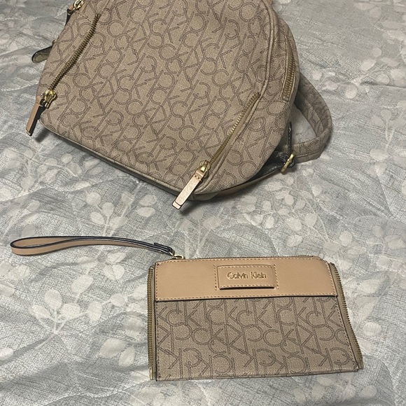 Calvin Klein Tan Monogram Backpack - Picture 2 of 8